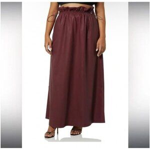 TEREA Women's Liv vegan leather maxi skirt in dark cherry/burgundy size 2X NWT